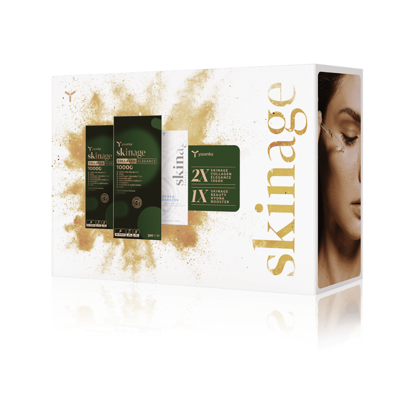 Gift Pack - Includes 2 x SKINAGE COLLAGEN ELEGANCE 10,000, featuring collagen, MSM, green tea extract, Q10, hyaluronic acid, and B-complex vitamins to nourish and revitalize skin, reduce dark spots, boost energy, and support detoxification